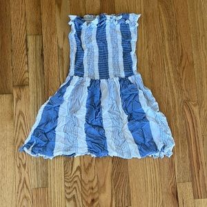 Blue and white striped ribbed beachy cover-up